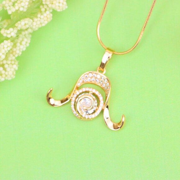 "Rose Gold Taurus Zodiac Pendant with Sparkling CZ and Curved Horns, XPPT1544 - Picture 2 of 12